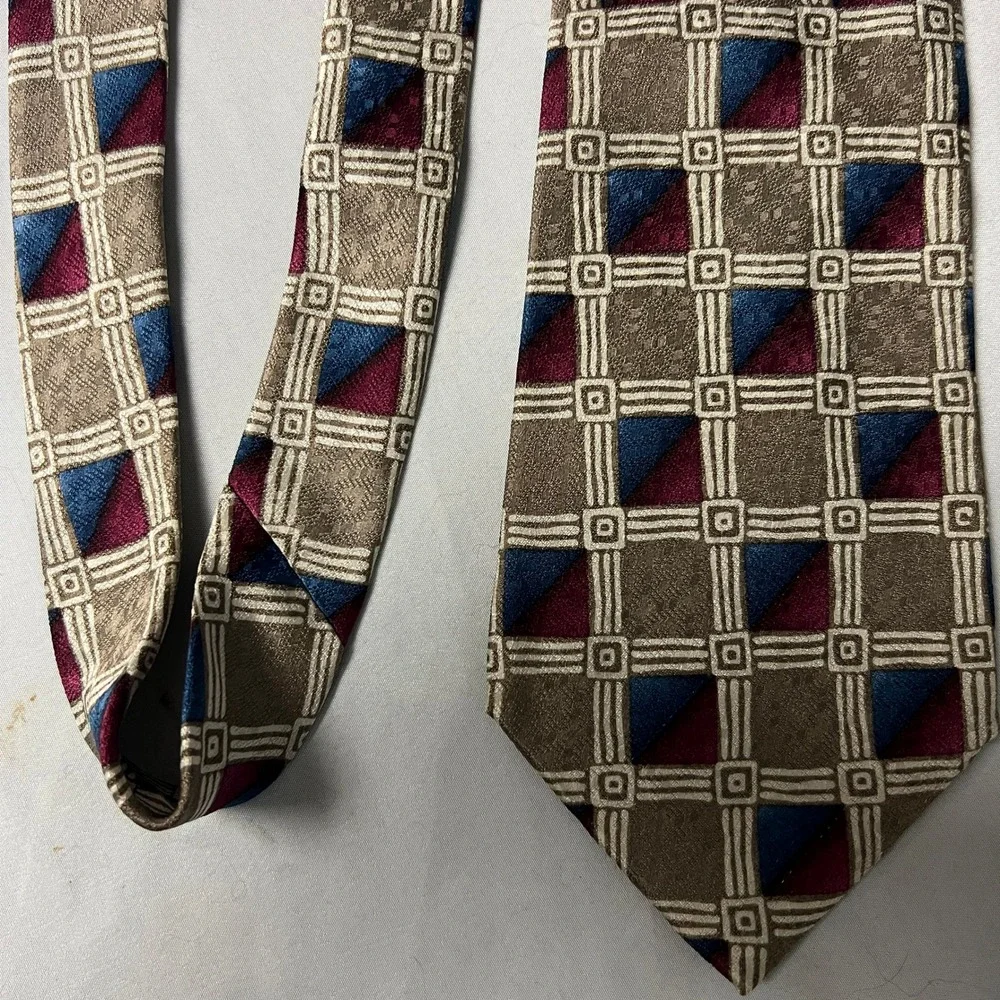Pierre Cardin Silk Geometric Square Box Pattern Necktie Men's Classic Dress Tie